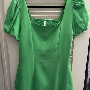 Vibrant Green Puff Sleeve Dress